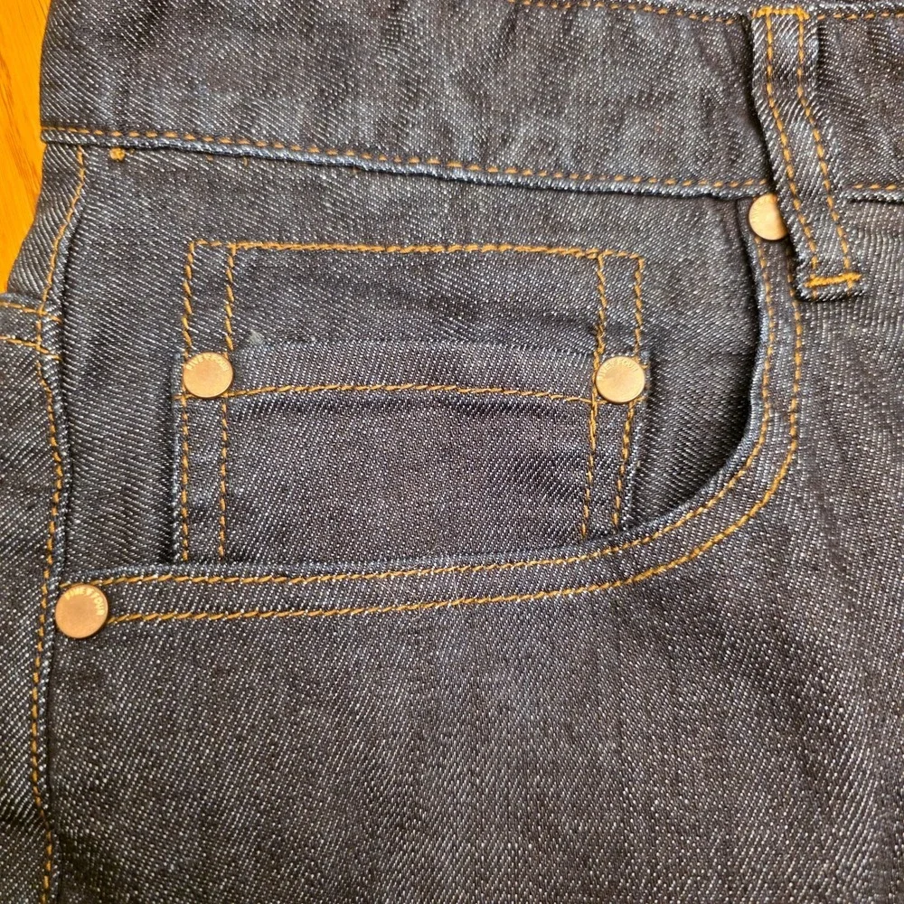 Mens 38x34 Jeans Straight‎ Leg Dark Wash Flat Front Dress Work Five Four